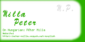 milla peter business card